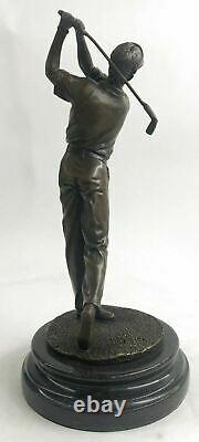 Signed Original Golf Golf Trophy Game Sport Bronze Sculpture Marble Base