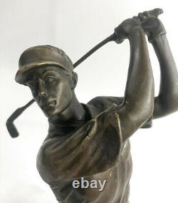 Signed Original Golf Golf Trophy Sport Bronze Sculpture Marble Base Deal