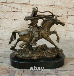 Signed Original Japanese Kamiko Samurai Warrior Bronze Marble Sculpture Artwork