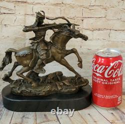Signed Original Japanese Kamiko Samurai Warrior Bronze Marble Sculpture Artwork