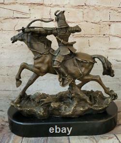 Signed Original Japanese Kamiko Samurai Warrior Bronze Marble Sculpture Artwork