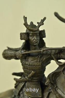 Signed Original Kamiko Japanese Samurai Warrior Bronze Marble Sculpture Heavy