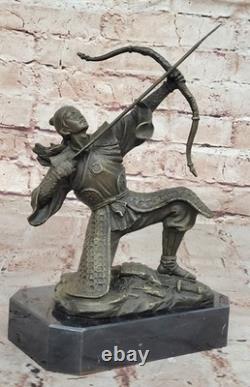 Signed Original Kamiko Japanese Samurai Warrior Bronze Marble Sculpture Statue