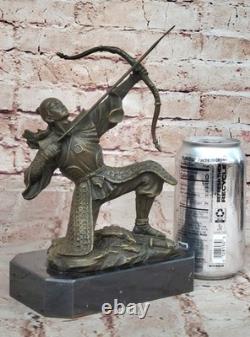 Signed Original Kamiko Japanese Samurai Warrior Bronze Marble Sculpture Statue