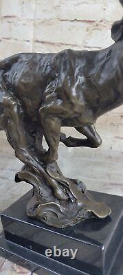 Signed Original Male Reindeer Buck Hunting Bronze Sculpture Marble Figurine Statue