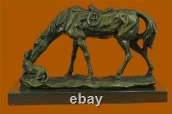 Signed Original Milo Dog And A Horse Friendship Bronze Marble Sculpture Statue