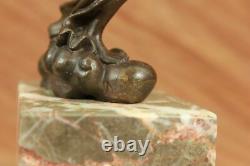 Signed Original Poseidon God of the Sea Bronze Figurine on Marble Base Home Décor Art