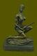 Signed Original Rigid Amazon Warrior Bronze Statue Marble Figurine