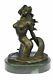 "signed Original Sexy Chair Mermaid Bronze Sculpture Mythical Marble Figurine"