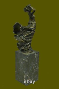 Signed Original Sexy Milo Woman With Flair Bronze Sculpture Marble Base Decor Nr