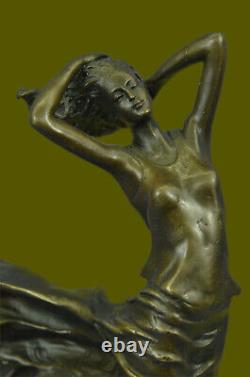 Signed Original Sexy Milo Woman With Flair Bronze Sculpture Marble Base Decor Nr