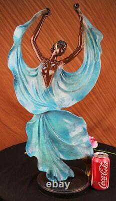 Signed Original Tango Dancer Patina Bronze Marble Base Sculpture Fonte Sale