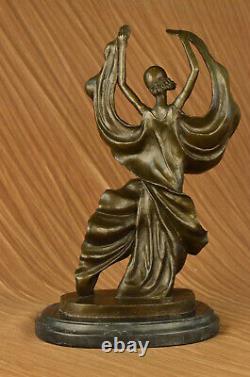 Signed Original Tango Special Dancer Bronze Patina Marble Base Sculpture Statue