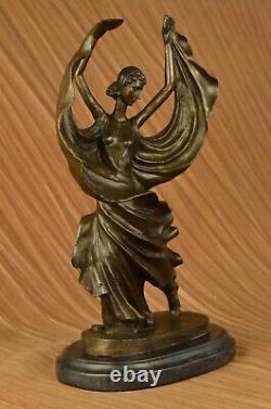 Signed Original Tango Special Dancer Bronze Skate Marble Base Sculpture Statue
