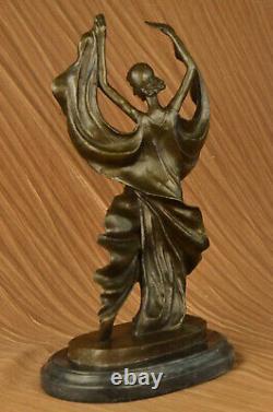 Signed Original Tango Special Dancer Bronze Skate Marble Base Sculpture Statue