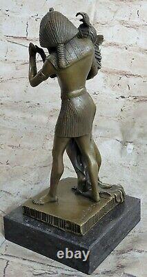 Signed Original Vitaleh Egyptian Loving Couple Bronze Sculpture Marble Statue