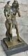 Signed Original Vitaleh Egyptian Loving Couple Bronze Sculpture Marble Statuette