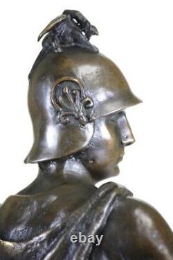 Signed Picault Romain Legion Soldier Warrior Bronze Marble Sculpture Statue
