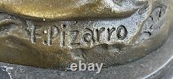 'Signed Pizarro Roman Legion Soldier Bronze Sculpture Marble Figurine Base Statue'
