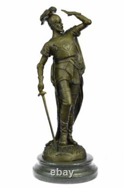 Signed Pizarro Roman Legion Soldier Bronze Sculpture on Marble Base Figurine Statue