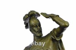 Signed Pizarro Roman Legion Soldier Bronze Sculpture on Marble Base Figurine Statue