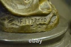 Signed Pizarro Roman Legion Soldier Bronze Sculpture on Marble Base Figurine Statue