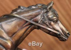 Signed Pj Mene Bronze Soldier Horse Craft Marble Sculpture Figurine