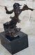 Signed Poseidon God Of The Sea Bronze Bookend Sculpture Marble Base Statue