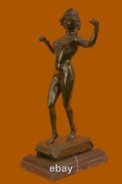 Signed Preiss German Sensual Sexy Woman Bronze Marble Statue Sculpture