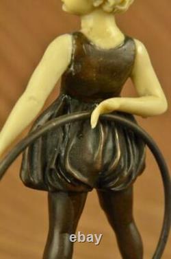 Signed Preiss Innocence Young Girl Bronze-bone Marble Sculpture Cast Work
