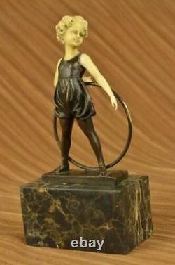 Signed Preiss Innocence Young Girl Bronze-bone Marble Sculpture Cast Work