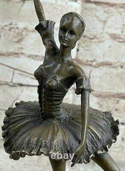 Signed Pure Bronze Ballerina Statue Marble Base Sculpture Milo Decor