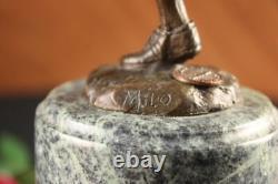 Signed Pure Bronze on Marble NFL Rugby Athlete Figurine Sculpture Decor