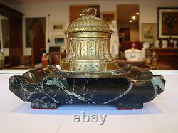 Signed Rambaud, Susse Brothers Foundry, Bronze Inkwell, Marble Base #122#