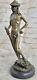 Signed Restoration Of Donatello's Nude Male David Marble Erotic Figurine Sculpture