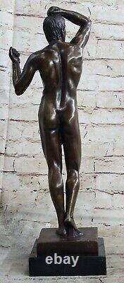 Signed Rodin Chair Male Bronze Marble Sculpture Figure Art Deco Domestic