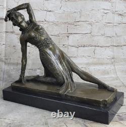 Signed Russian Dancer, Art Deco Dancer Bronze Sculpture, Marble Base Statue