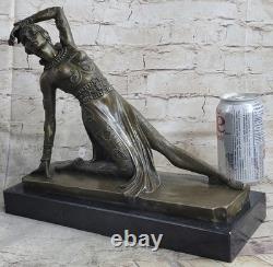 Signed Russian Dancer, Art Deco Dancer Bronze Sculpture, Marble Base Statue