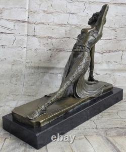 Signed Russian Dancer, Art Deco Dancer Bronze Sculpture, Marble Base Statue