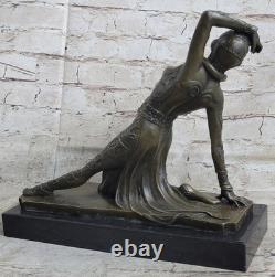 Signed Russian Dancer, Art Deco Dancer Bronze Sculpture, Marble Base Statue