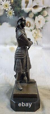 Signed, Saint Joan De Arc Bronze Marble Sculpture Statue Figure