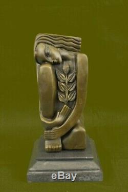 Signed Salvador Dali Abstract Female Bronze Marble Base Figurine Figurine Fonte