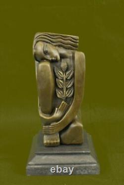 Signed Salvador Dali Abstract Woman Bronze Marble Figurine Base Font Figurine