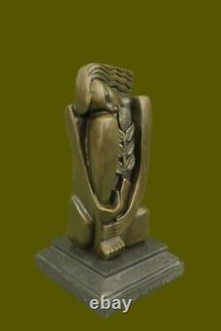 Signed Salvador Dali Abstract Woman Bronze Marble Figurine Base Font Figurine