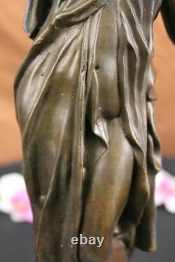 Signed Serpent Charmeur Bronze Marble Sculpture Art Deco Base Figure Decor