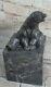 Signed Sitting Polar Bear Bronze Bookend Marble Sculpture Opens