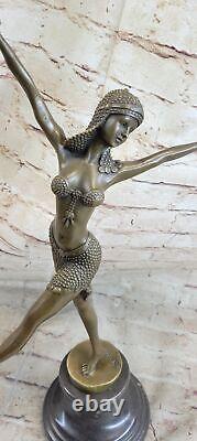 Signed Solid Bronze Chair Dancer Sculpture Statue Figurine Marble Gift
