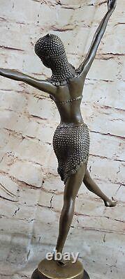 Signed Solid Bronze Chair Dancer Sculpture Statue Figurine Marble Gift