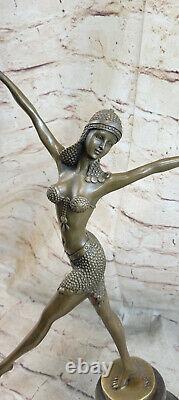 Signed Solid Bronze Dancer Chair Sculpture Statue Figurine Marble Gift