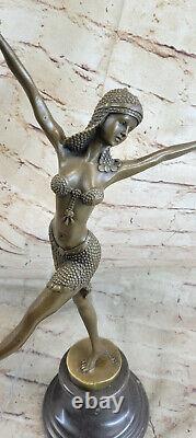 Signed Solid Bronze Dancer Chair Sculpture Statue Figurine Marble Gift